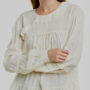 Revolve | IRO Cream Ruffle Tiered Long-Sleeve Blouse